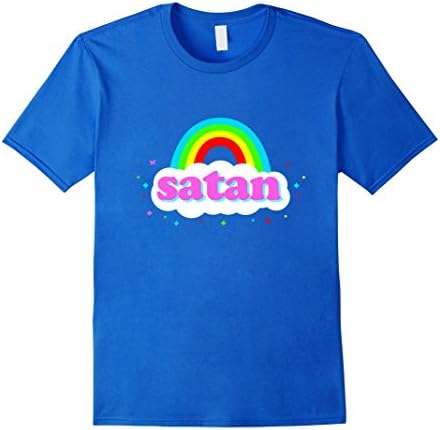 Mens "Satan" (Devil, Lucifer, Heavy Metal) Rainbow T-Shirt Large Royal Blue