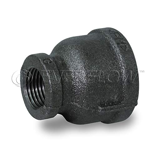Everflow BMRC1122 1-1/2 X 3/4" Black Malleable Iron Reducing Coupling