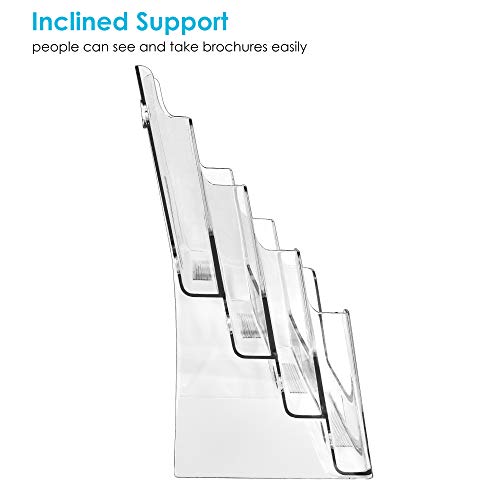 MaxGear Acrylic Brochure Holder Large 4 Tier Magazine Organizer Literature Holder Wall Mount or Countertop Use,9-1/2"W x 12-5/8"H, Pack of 2 - Thumbnail 2