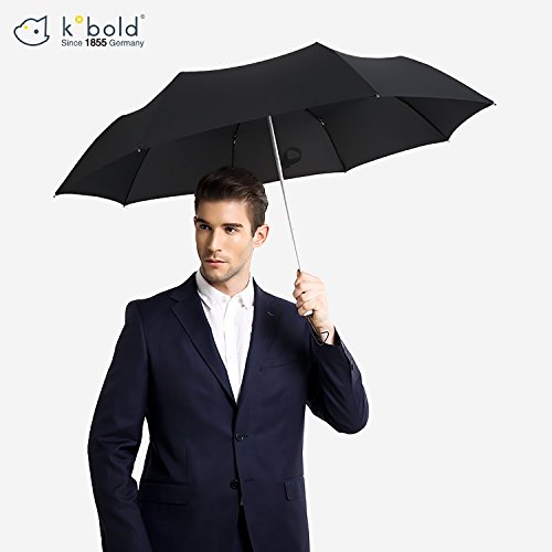 Kobold Travel Umbrella 3 Fold Windproof Lightweight Compact Umbrellas Black Rain & UV Umbrella