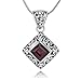 Sterling Silver Filigree Gemstone Square Pendant Necklace w/ 18