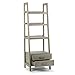 SIMPLIHOME Sawhorse SOLID WOOD 72 inch x 24 inch Modern Industrial Ladder Shelf with Storage in Distressed Grey with 2 Drawers and 4 Shelves, for the Living Room, Study and Office