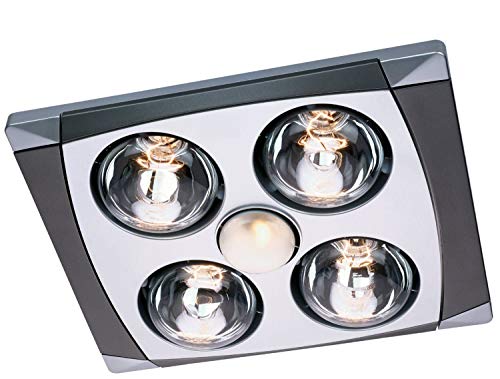 Aero Pure A716A MC 4-Bulb Quiet Bathroom Heater Fan with Light, 90-CFM, Matte Silver with Chrome Trim