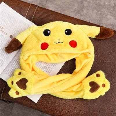 MIIA Pikachu Hat - Cartoon Pikachu Hat with Ears Moving Plush Toy Soft Stuffed Animal Hat Doll for Birthday Gift for Kids - Pikachu - Tzu Aurora Girls Shepherd Storage German Dog Donkey