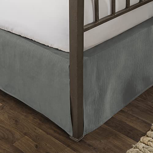 Tailored Velvet Bed Skirt with Split Corner 21 inch Drop Full , Grey