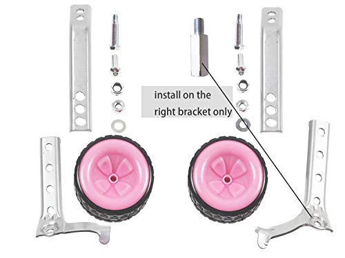 MOSHAY Bicycle Training Wheels Fits 16 18 20 22 24 inch Kids Variable Bike (D-Pink) - Thumbnail 2