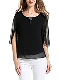 Angelady Women Chiffon T-shirt Blouse Scoop Neck 3/4 Sleeve Casual Top