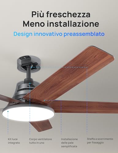 DREO 52" Smart Ceiling Fan LED Light with Adjustable Shades and Dimmable, 12 Speed, 3 Modes, 12h Timer, Silent DC Motor, with Remote Control/APP/Alexa