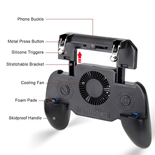 Takyu Mobile Game Controller 4000mAh for iPhone, PUBG iOS & Android Mobile Gaming Trigger Joystick with Battery USB Cable and Cooling Fan, Upgraded Version 4 in 1 Gamepad
