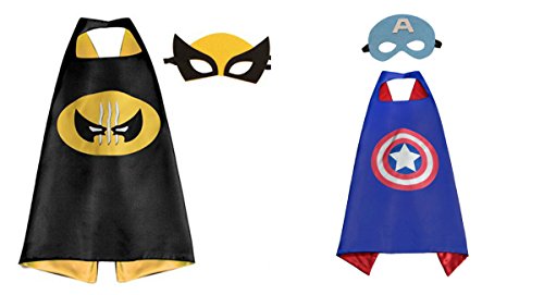 Athena Dress Up - Captain America & Wolverine - 2 Capes, 2 Masks Gift Box Included