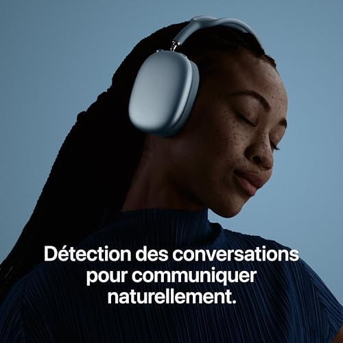 AirPods Max 2, Casque Circum-auriculaire sans Fil, Réduction Active du Bruit, Audio adaptatif, Audio Spatial personnalisé, Traduction en Direct, Casque Bluetooth pour iPhone - Bleu ​​​​​​​