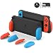 Skull & Co. GripCase: A Dockable Protective Case with Replaceable Grips [to fit All Hands Sizes] for Nintendo Switch [No Carrying Case]- Neon Red & Blue primary