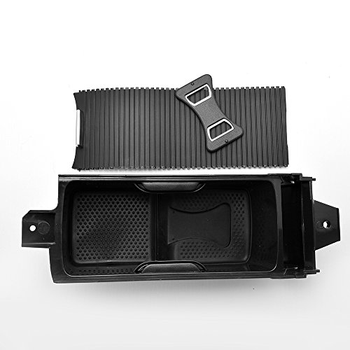 Black Euro Sliding Lid Cup Holder Rubber Gel Bottom + Bottle Opener