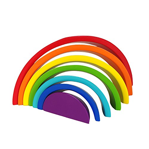 Wooden Rainbow Stacking Game Stacker Learning Toy Geometry Building Blocks Creative Nesting Educational Toys for Kids Baby Toddlers