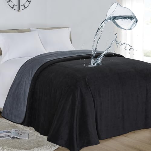 Softan Waterproof Throw Pet Blankets Queen Size,90 x 90 in,Charcoal/Black at Amazon