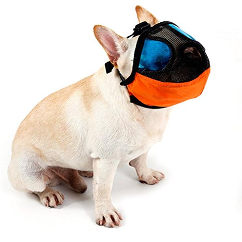 Shuohu Short Snout Pet Dog Mouth Mesh Muzzle Mask Soft Visible Breathable Adjustable for Bulldog Pug Dog Diegos Puppy