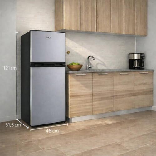 Geladeira Refrigerador Compacto HQ 140L Duplex Defrost, Baixo Consumo A+++ Preto/Cinza HQ-140RDF (220, Volts)
