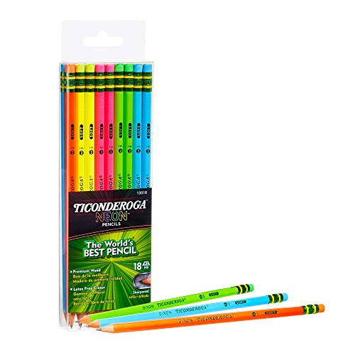 Ticonderoga Neon Pencils, #2, Pre-Sharpened Wood, Jordan Ubuy