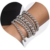 Sither 7 pcs Beads Bracelets Set for Women Boho Beads Bracelets Pack Dainty Vintage Bracelets Jewelry for Halloween Party Christmas Gift