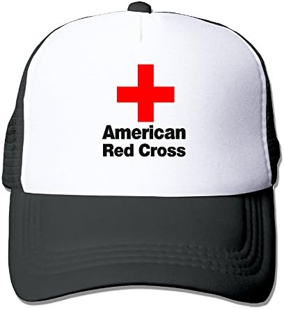 Adult Unisex American Red Cross Black Trucker Cap Adjustable