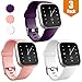 Maledan Bands Compatible for Fitbit Versa/Versa 2/Lite/SE, Classic Replacement Soft Watch Bands for Fitbit Versa Smartwatch, for Womens and Mens, Small, 3 Pack Plum/Peach/White