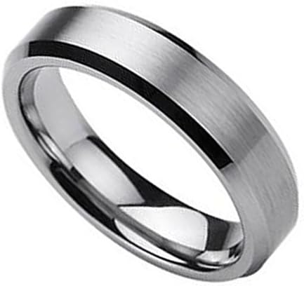 PDAYWID Silver Brushed Tungsten Ring Wedding Ring Size 8
