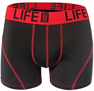 Life Authentic Apparel 3 Pack Performance Black-Red Boxer Briefs With Moisture Wicking and Climate Control