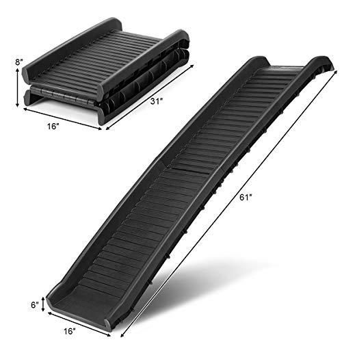 Goplus 62" Dog Ramp, Foldable Safety Bifold Pet Cat Ramp Portable Lightweight Back Seat Ladder