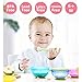 MICHEF Baby Bowls, Baby Feeding Bowls Set with 2 Hot Safe Baby Fork and Spoon, 2 Soft-Tip Silicone Baby Spoons, Mash and Serve Bowl - Baby Shower Gift Set of 3 Suction Baby Bowls for Toddler with Lids