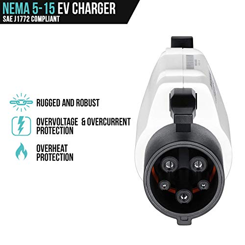 Lectron 120V/240V 16 Amp Level 2 EV Charger with 21ft Extension Cord J1772 Cable & Nema 5-15 Plug