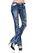 VIRGIN ONLY Women's Slim Fit Stretch Denim Straight Leg Jeans (Blue Whiskering, Size 9)