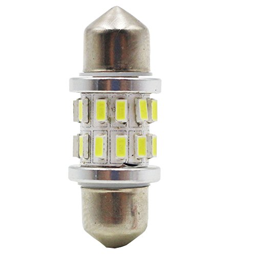 AMAZENAR 2-Pack 250 Lumens Xenon White 31MM(1.25") 12V Festoon Interior Map Trunk Dome Light 3014 24-SMD No Polarity LED Bulbs for Vehicle 3021 3022 3175 6428 6430 DE3175 DE3021 DE3022