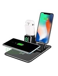 Loeowo   Estación de carga y soporte de carga 4 en 1 para teléfono móvil, compatible con Apple iPhone X 8 Plus 8 AirPods Apple Watch Series 3 2 1