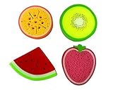 purifyou Premium Kids & Baby Bath Sponge, Set of 4 Fun Fruit Sponges (Set of 4, Assorted Fruits)