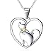 YFN Cat Pendant Necklace Sterling Silver Heart Women's Animal Jewelry Gift Two-tone Love Heart Cat Necklace,18