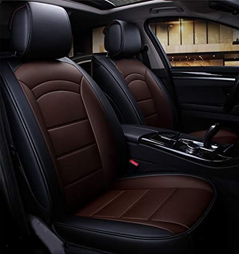 Car Seat Cover Cushions PU Leather, 5 Seats Full Set Universal Luxury Car Interior Accessories Suitable Year Round Use,Brown
