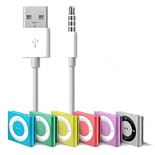 Josi Minea x2 Pcs 3.5mm Male AUX Plug to USB Male Adapter for Data Sync & Charging Cable Charger Converter Headphone Audio Extender Jack for iPod Shuffle 3rd/ 4th / 5th / 6th Gen [2 Pack - 3.3ft / 1M]
