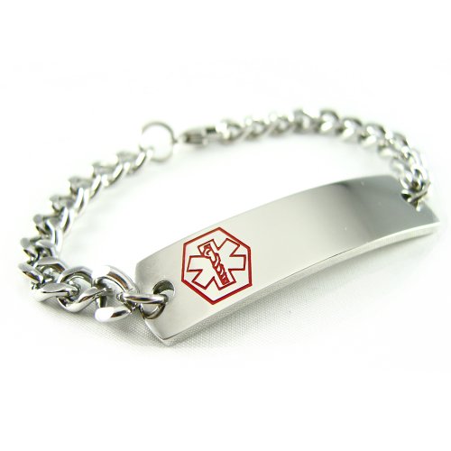 MyIDDr - Pre-Engraved & Customizable Warfarin Medical Alert ID Bracelet, Curb Chain