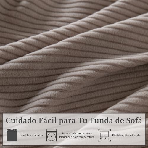 OHSIO Stretch Sofa Cushion Cover, Non-Slip, Washable, Universal, Durable and Easy to Clean (Light Brown, 2 S Seat Covers + 1 Chaise Longue Cover)