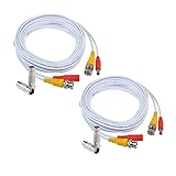 Flashmen 4332024197 2-Pack 25ft HD Video Power Security Camera Cables Pre-Made All-in-One Extension Wire Cord with BNC Connectors for CCTV Security Camera White, Null, 25FT 2PACK