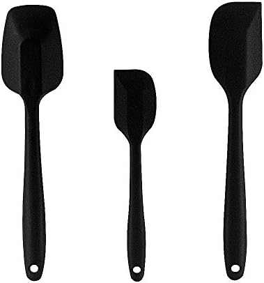 Heat Resistant Silicone Spatula Set by Kuger, 3-Piece Non-Stick Baking Spatulas with Solid Core(Black)