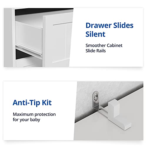 Cozy Castle Diaper Changing Table Dresser, Baby Dressers for Nursery