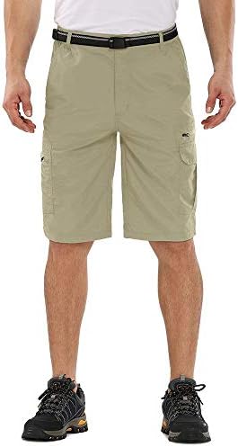 Men's cargo shorts with multiple pockets, quick-dry fabric, and zippered closure.