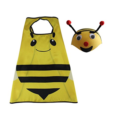 DREAMOWL Kids 70cm Ladybug Animal Bee Hat Cape SET, Halloween Costume for Child
