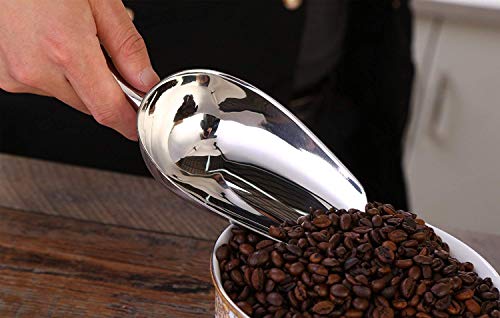 Beaverve Stainless Steel Freezer, Metal Food Candy Popcorn Sugar Spice Flour Scoop, Heavy Duty Silver Ice Cube Scooper - Thumbnail 4