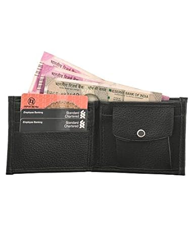 BlingTon PU Leather Black Wallet with [ 2 Card Slots ]
