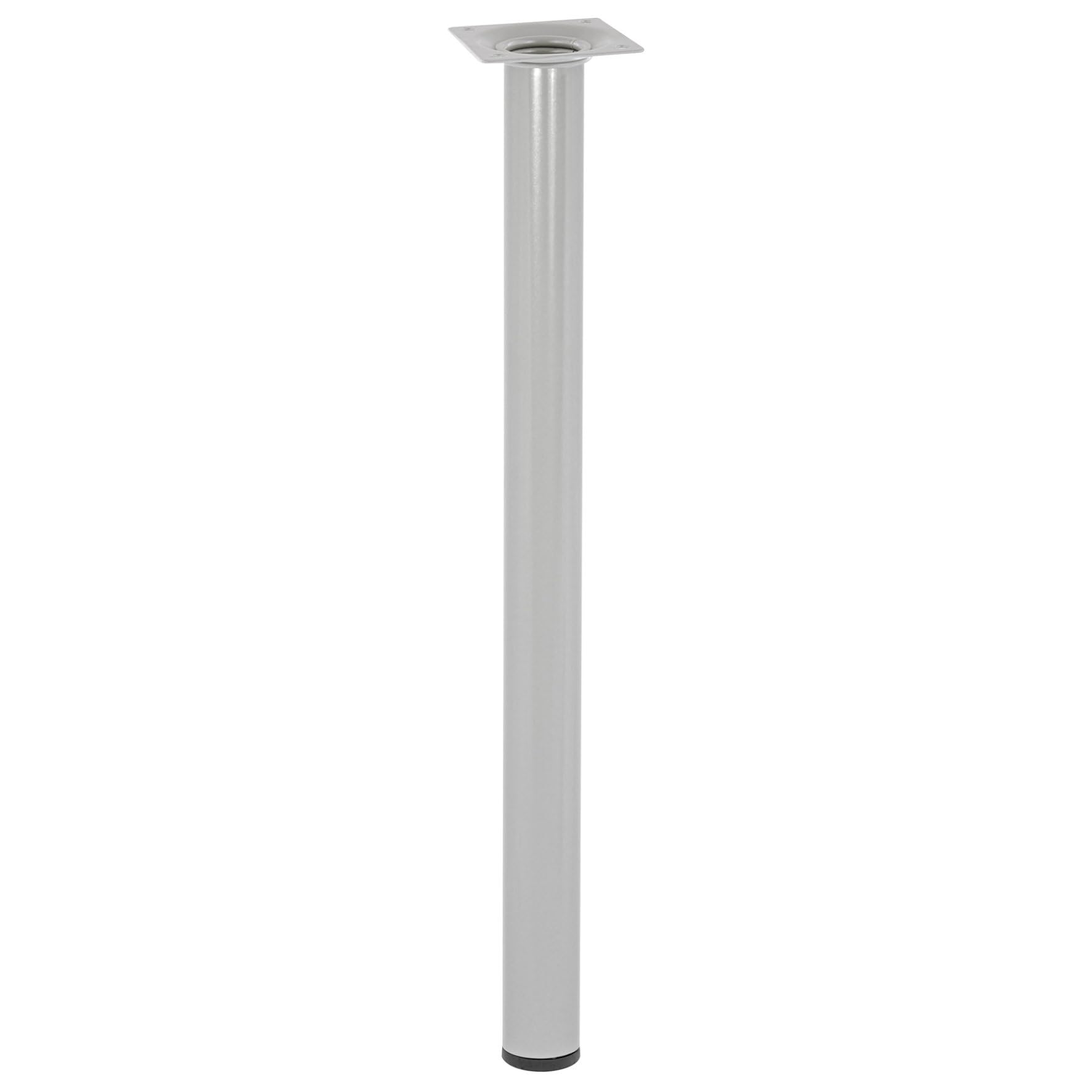 WAGNER Classic Retro 12124001 Furniture Leg Diameter 30 x 400 mm Integrated Mounting Plate 60 x 60 mm Internal Thread Diameter 10 mm Powder-Coated Steel Aluminium Silver