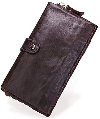 Mens Pocket Purse Mens Large Capacity Leisure Retro Multi-card Position Zipper Long Wallet Clutch Credit Card Holder Leather Wallets Coin Pocket Most Holds Up To 16 Cards Card Cashes Money Organizer M