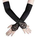 Xuhan 15"/ 21" Long Flapper Evening Opera Satin Gloves for Women Elbow Length 1920s