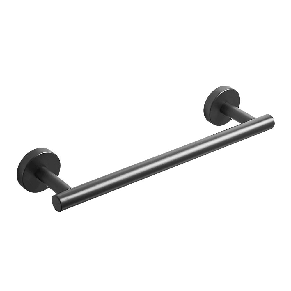 WOMAO Matt BlackTowel Bar, Wall Mounted Bathroom Hand Towel Rail Kitchen Towel Holder small Towel hanger Simple design with length 30cm 304 SUS Stainless Steel
